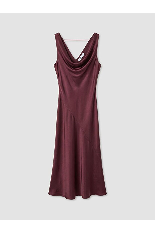 Flowy Collar Satin Dress