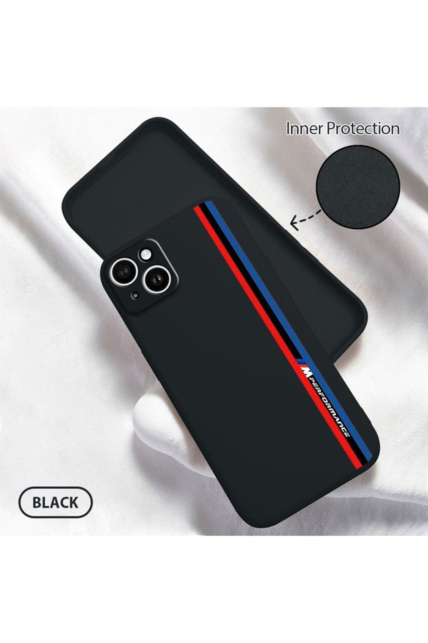 iPhone 14 Plus Compatible Soft Silicone Phone Case with Velvet Camera Protections Bmw Pattern