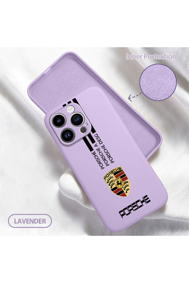iPhone 14 Pro Compatible Soft Silicone Phone Case with Velvet Camera Protections Porsche Pattern