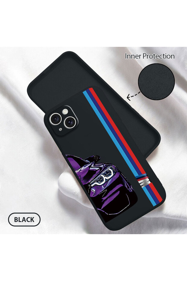 iPhone 15 Plus Compatible Bmw Pattern Soft Silicone Phone Case with Velvet Camera Protections