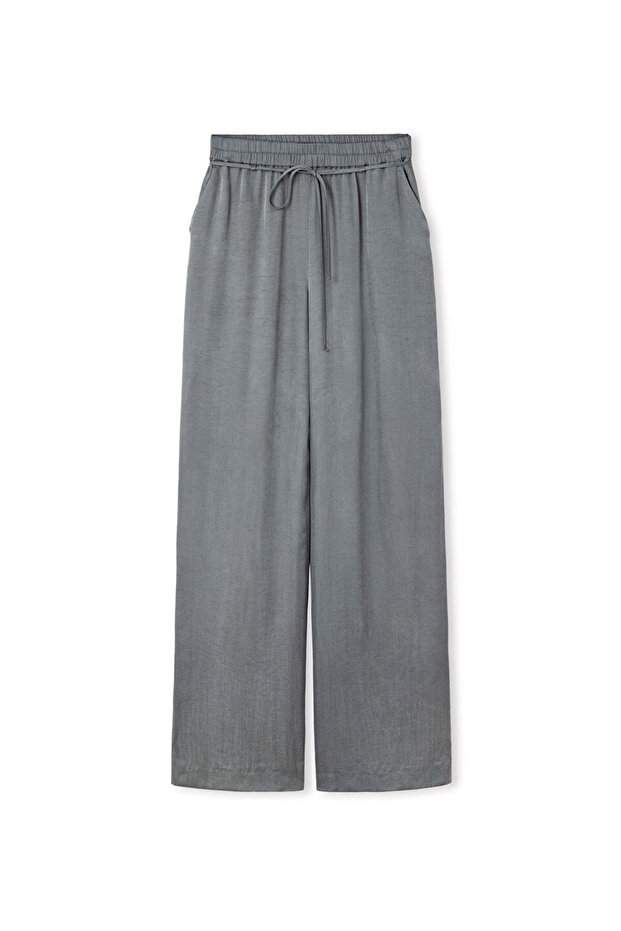 Shiny Textured Wide Leg Pants