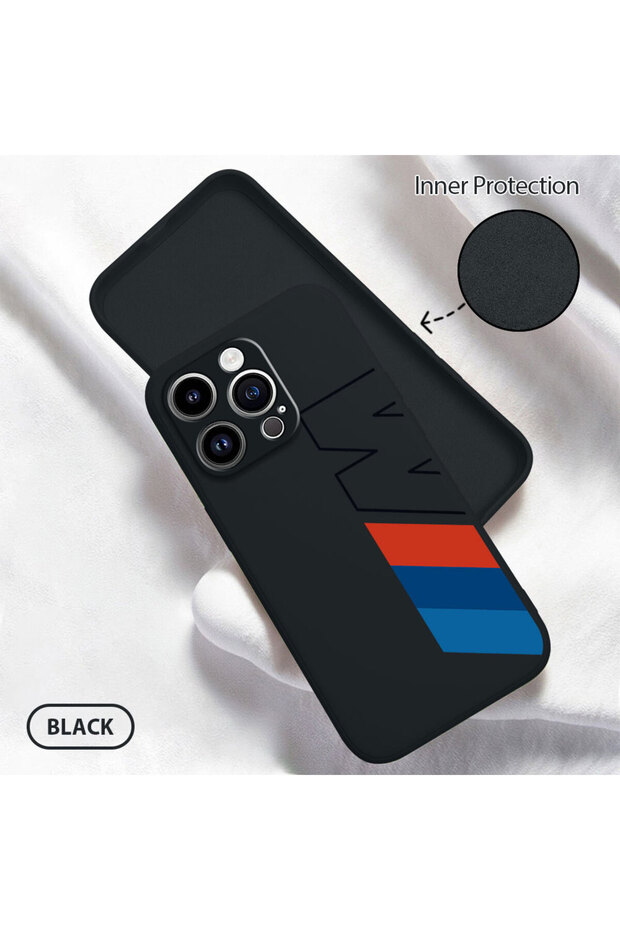 iPhone 14 Pro Compatible Phone Case with Velvet Camera Protections Inside, Soft Silicone Bmw Pattern