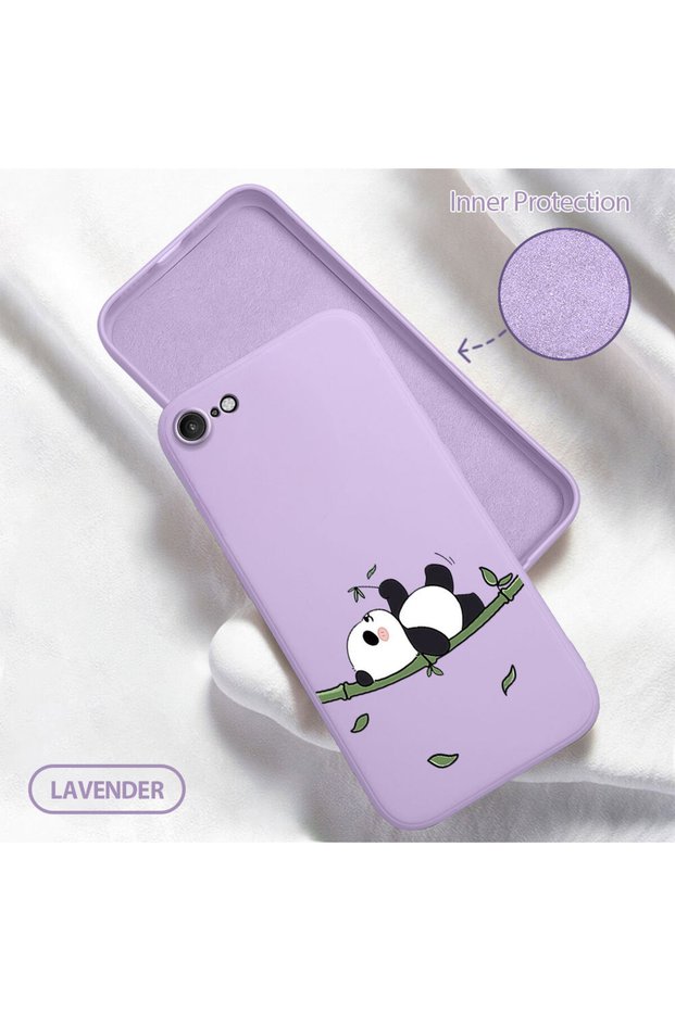 iPhone Se 2020 Compatible Soft Silicone Phone Case with Velvet Camera Protections Panda Pattern