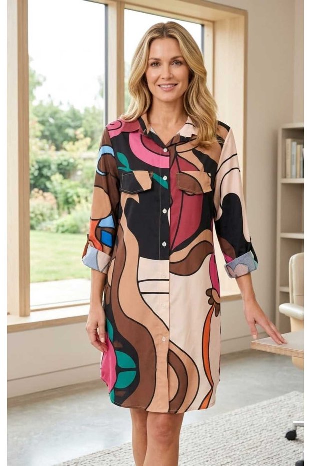 Rochie Tip Cămașă colorata