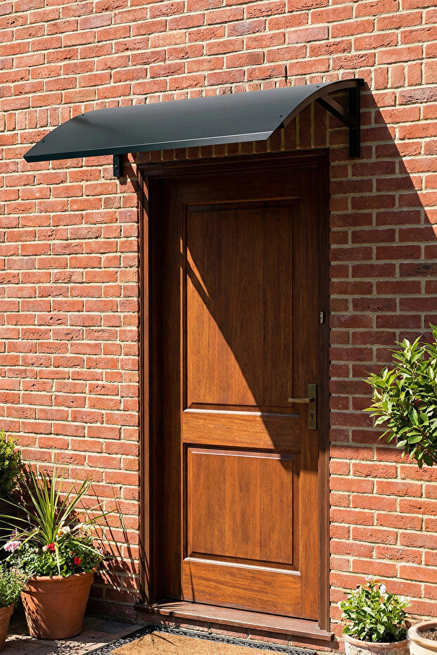 Metal Door Window Top Practical Porch 20X64X115 cm Black