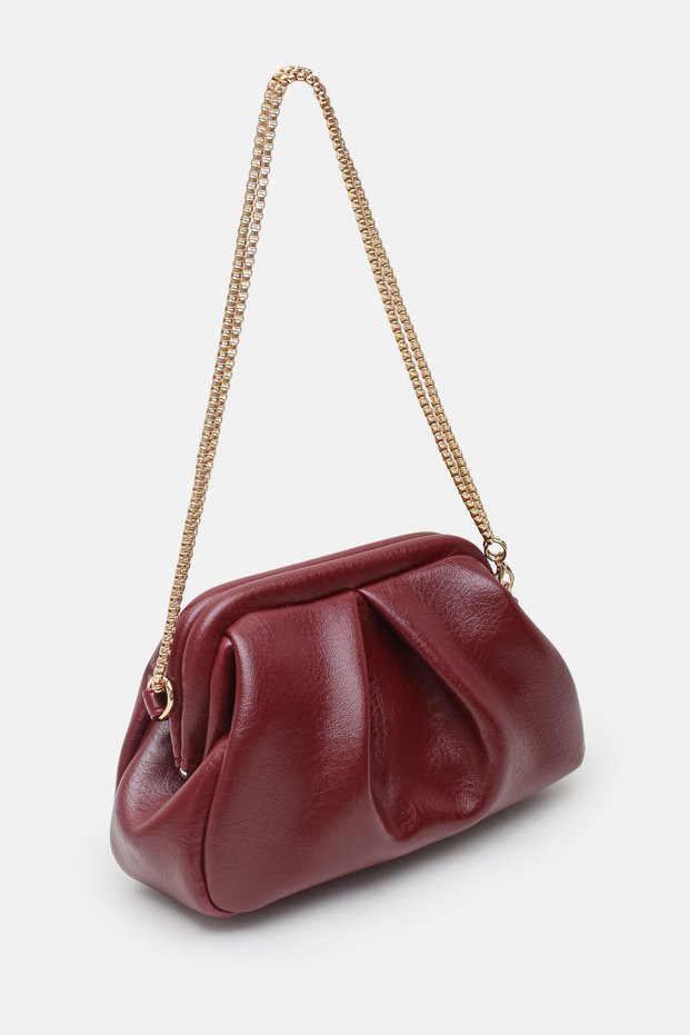 Women's Burgundy Chain Strap Pack Soft-Textured Daily Stylish Hand, Arm and Shoulder Bag Piece Set