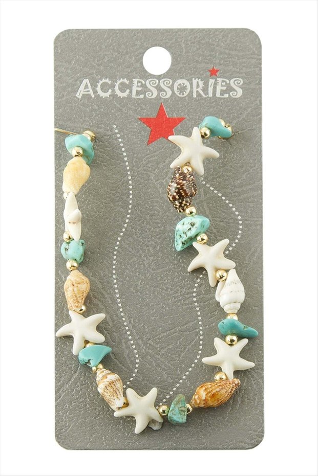 Sea Star Seashell Broken Natural Stone Anklet