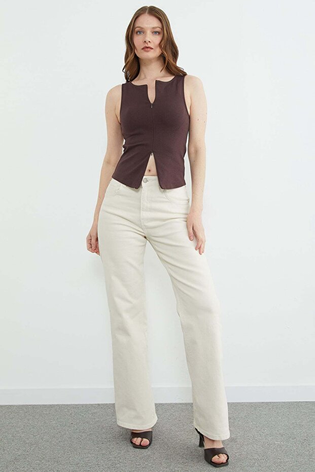 Basic Çift Fermuarlı Bluz - 3