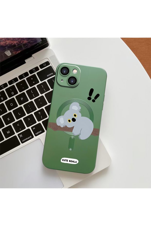 iPhone 15 Compatible Transparent Magsafe Wireless Soft Silicone Phone Case Koala Pattern