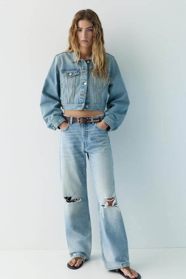 Crop denim ceket - 2