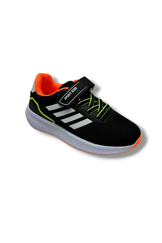 Lafonten 755-26 anorak Leather Anatomical velcro child Sneakers black white orange 31-35