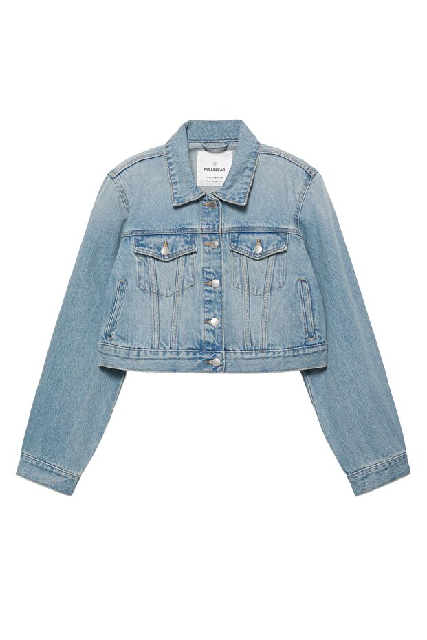 Crop denim ceket - 3