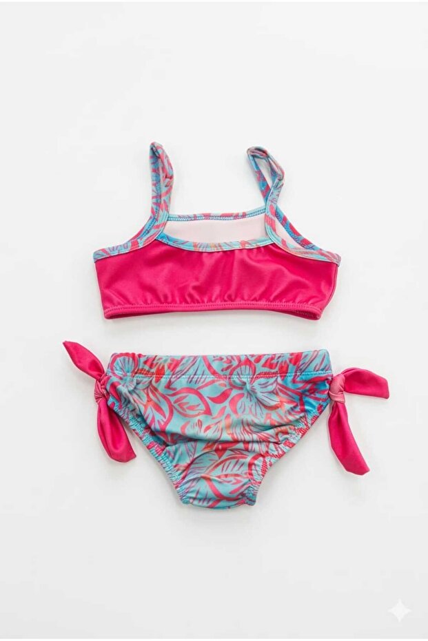 Leaf Patterned Girl's Bikini Set - 2
