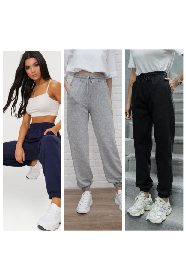 3-Piece Women's Comfortable Fit Rubber-Headed Sweatpants (Regenerated Fabric)