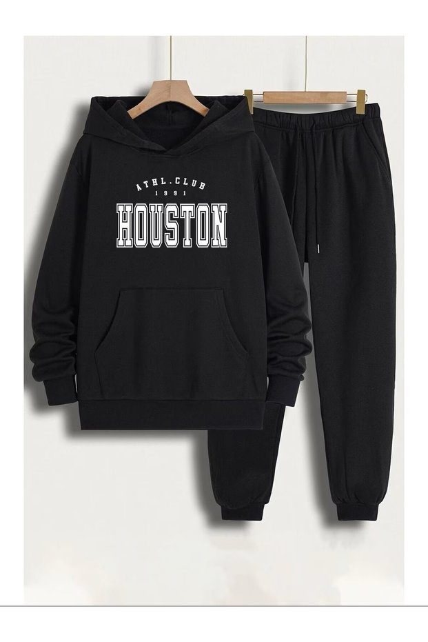 Unisex Hooded Sweatshirt Top and Bottom Tracksuit Set