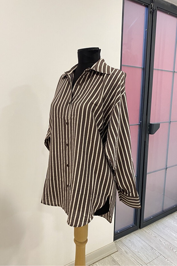 Oversize Striped Modal Shirt - 1