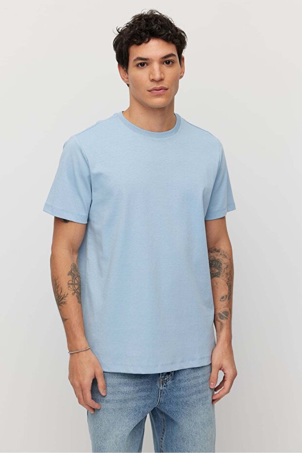 Erkek Bisiklet Yaka Basic T-shirt - 1
