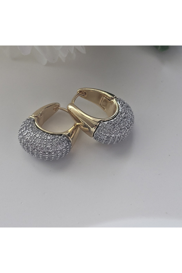 Çelik zirkon taş küpe - 2