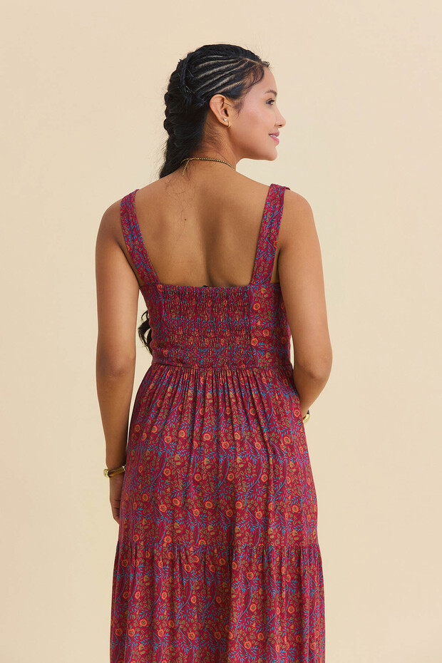 Geniş Yaka Ön Bağcıklı Uzun Elbise - 7