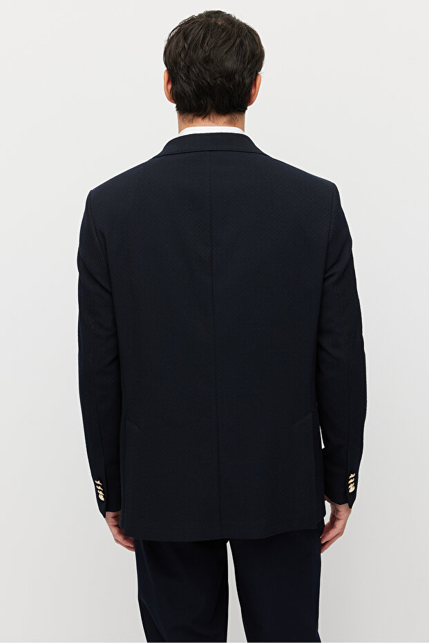Men's Mono Collar Double Button Textured Jacket - 5