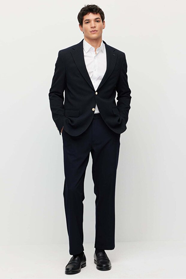 Men's Mono Collar Double Button Textured Jacket - 8