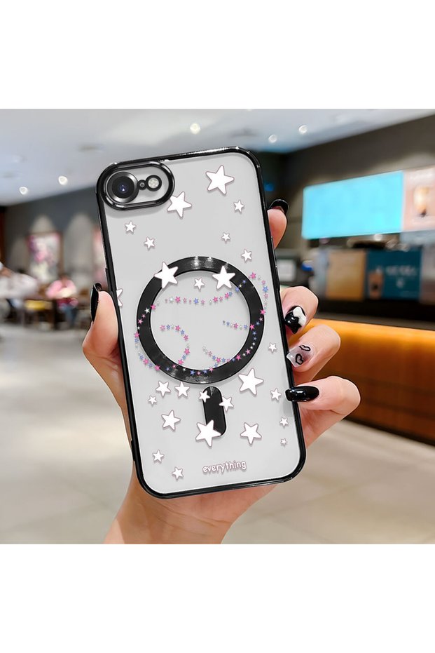 iPhone Se 2020 Compatible Transparent Soft Silicone Magsafe Wireless Phone Case Star Pattern