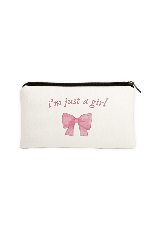 I'M Just a Girl Minimal Pink Bow Design Pen Holder Multi-Purpose Organizer