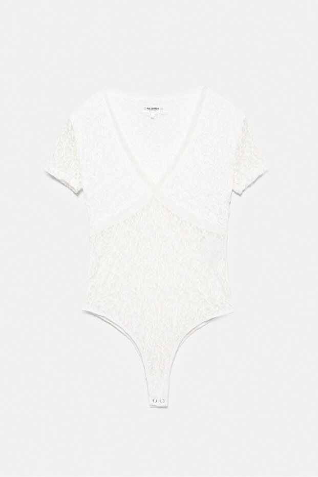 Kısa kollu dantel body - 7