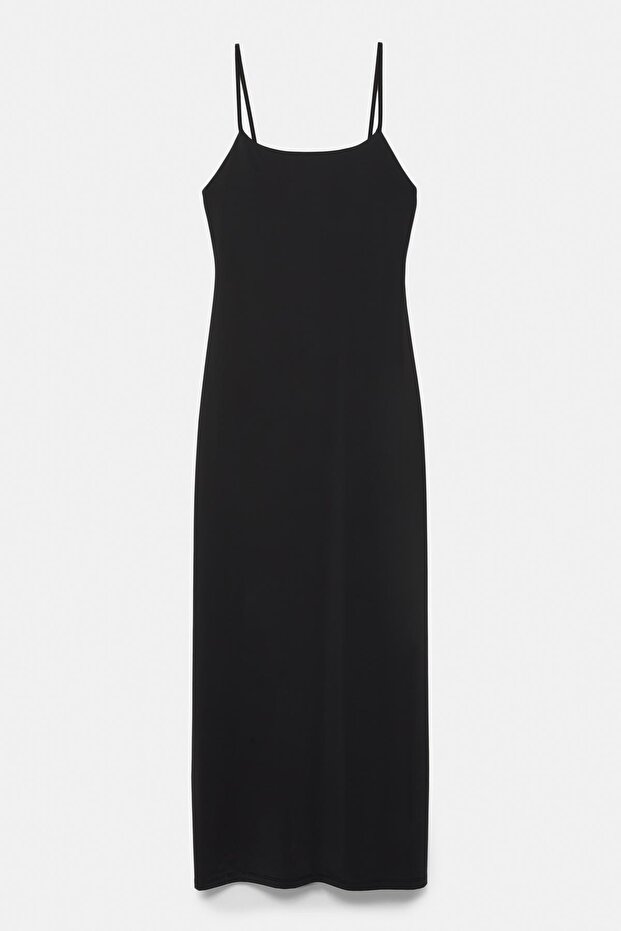 Askılı poliamid midi elbise - 6