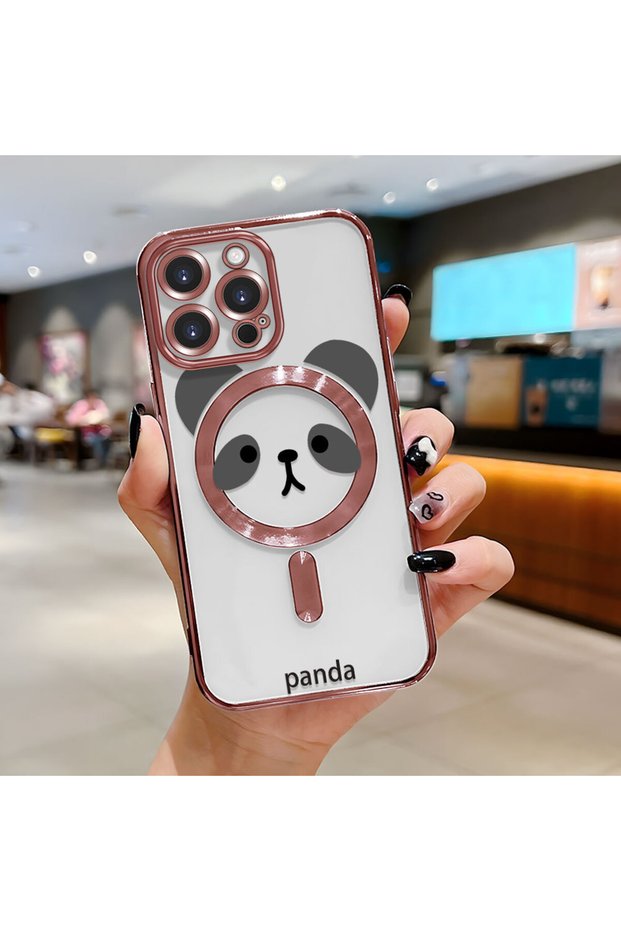 iPhone 14 Pro Compatible Transparent Soft Silicone Magsafe Wireless Phone Case Panda Pattern
