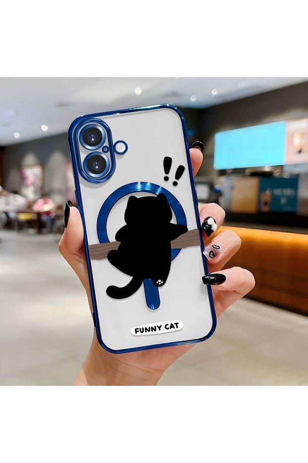 iPhone 16 Compatible Cat Pattern Transparent Soft Silicone Magsafe Wireless Phone Case