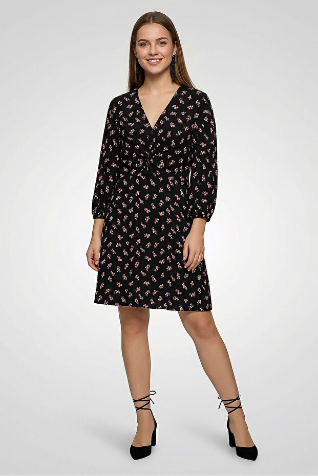 Women Floral Print Midi Dress, Multicolor