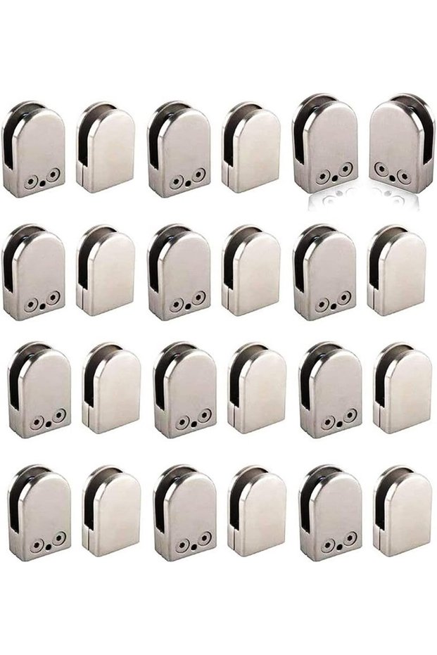 24Pcs Glass Clamp, 6-8mm Glazing Brackets, Stainless Steel Glass Clamp Brackets, Glass Clips