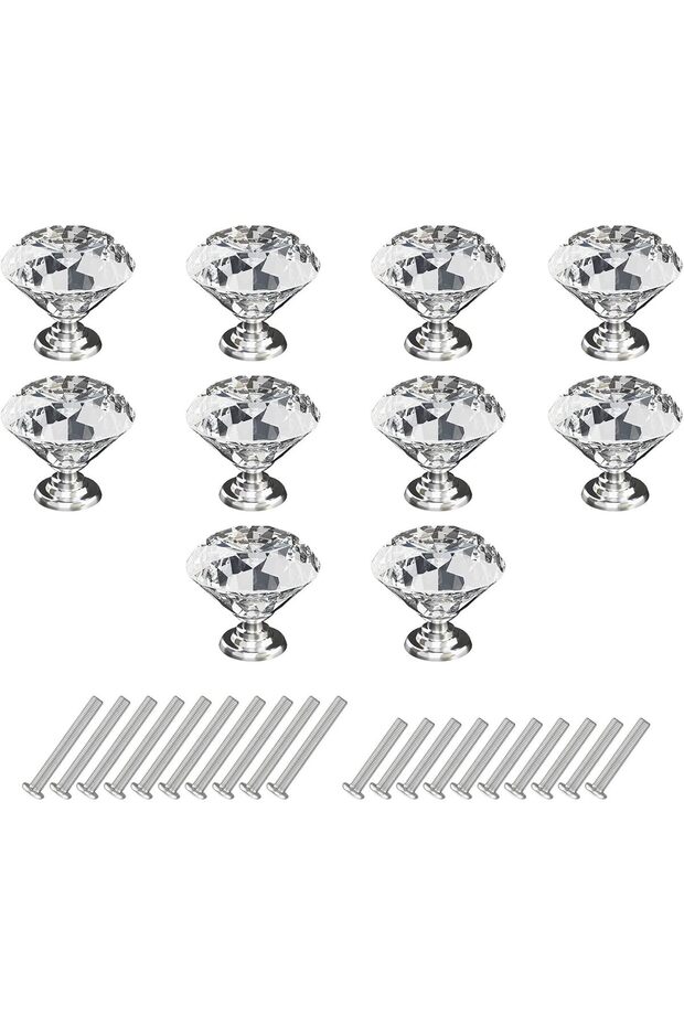 Crystal Knobs,10PCS 30mm Glass Drawer Knobs