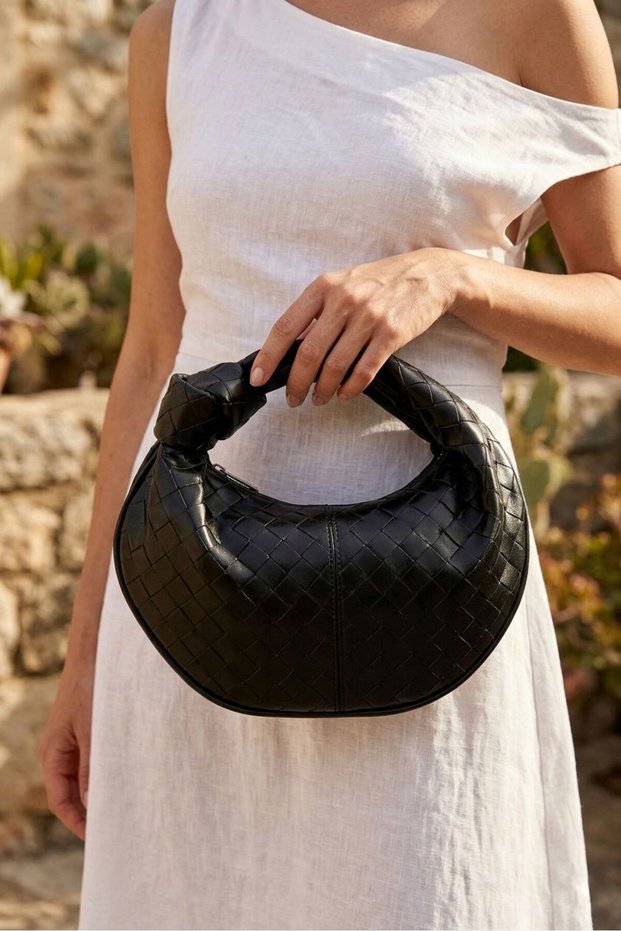 Lona Black Knot Detailed Mini Clutch Bag