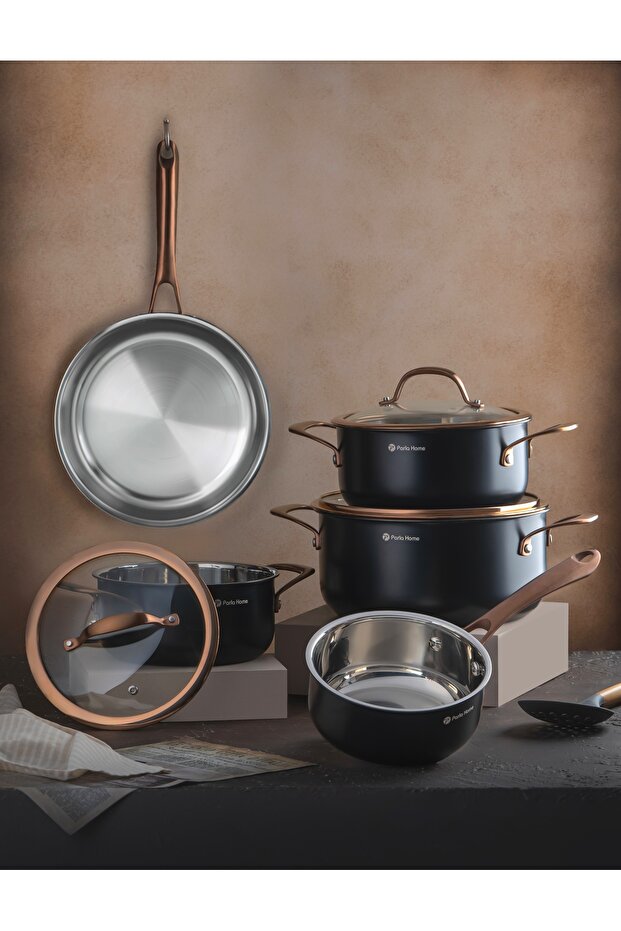 8Pcs Cookware set Evanda series E-1180, 3ply Stainless Steel 304, Xynflon Non-stick, Induction.