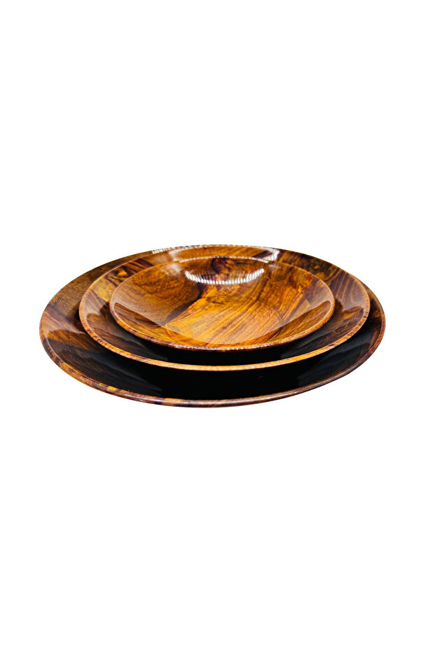 Shesham Wooden Bowl Set – 3 Piece Handmade Serving Bowls – Sizes 12", 10", 8" Inches
