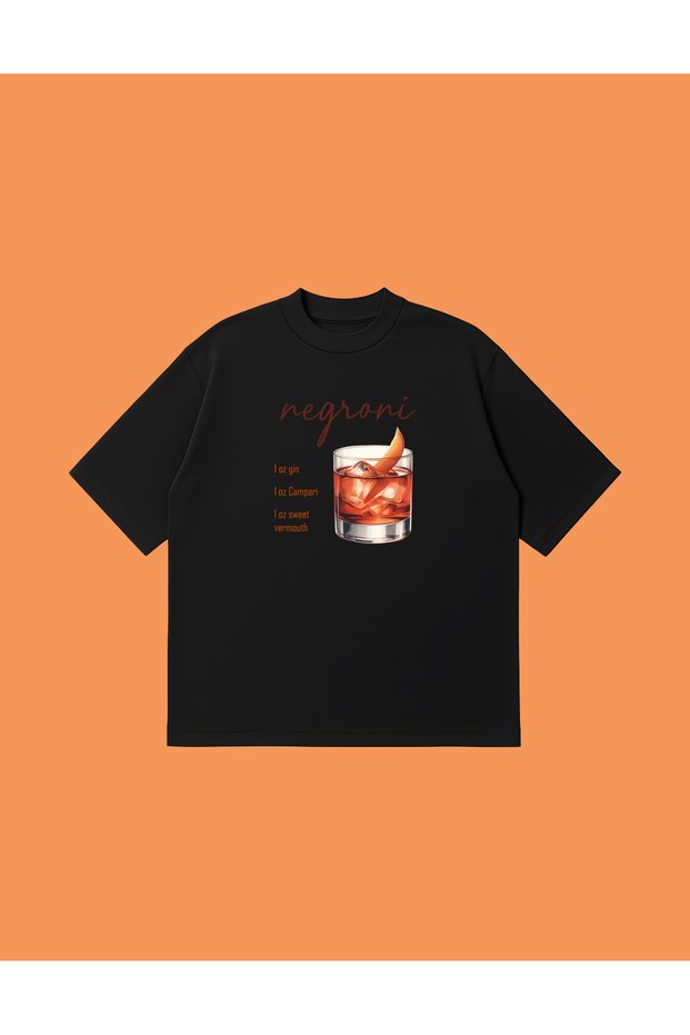 Negroni Cocktail Boxy Fit Oversized Unisex 100% Cotton Pack Tshirt – Printed T-Shirt | Streetwear