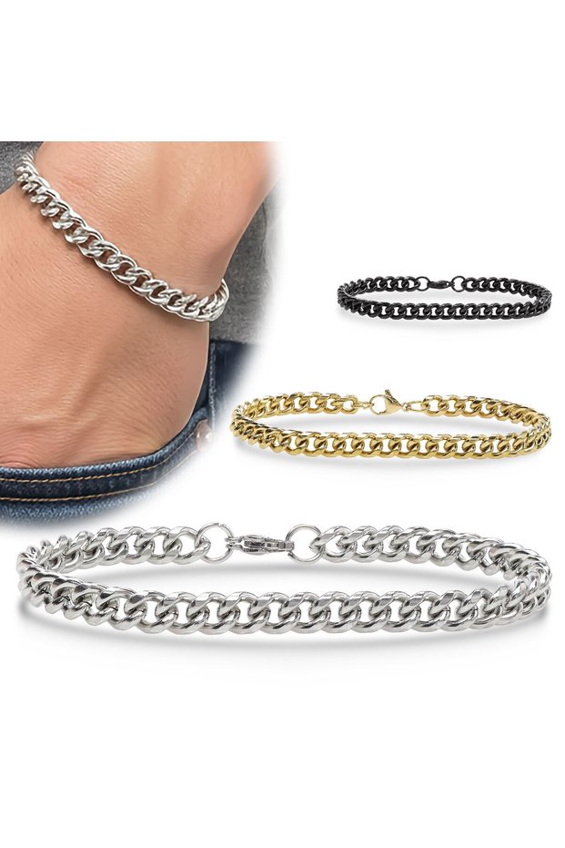 π Premium Ezme Mariner Steel Chain Bracelet 6mm 3183Czb2D12 - 20 cm - Black Color