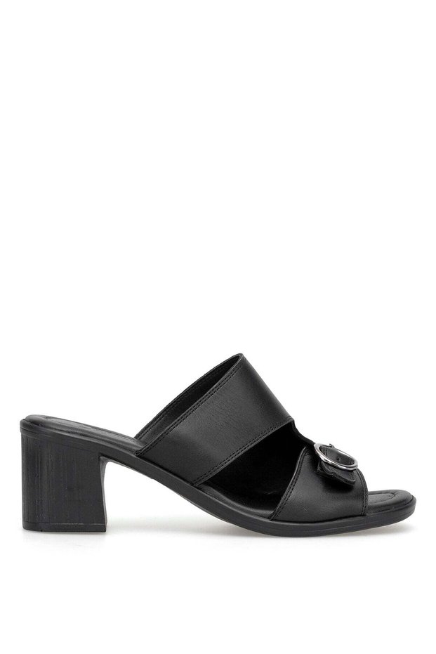 Elit Koc2222 Women's Genuine Leather Heels Slipper Black