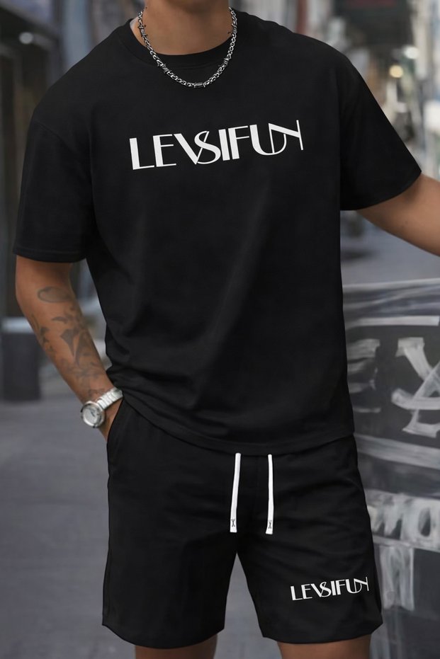 Men's Printed T-Shirt Shorts Set Summer Comfortable Fit Oversized Daily Sports Combination New Season