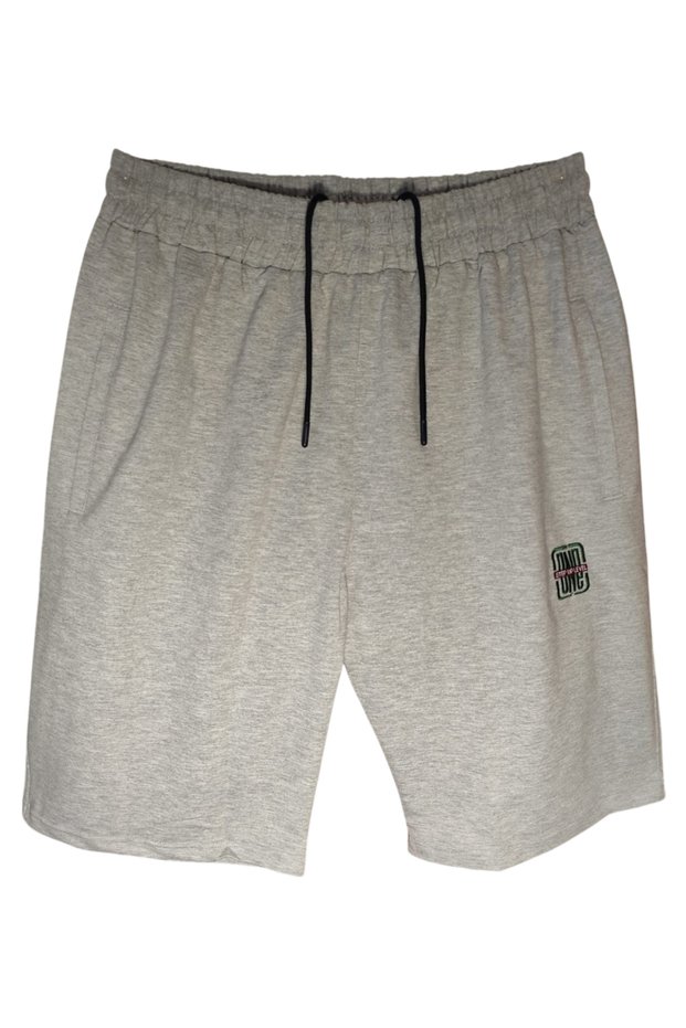 Comfortable Fit with Arma Detail, Suitable for Men with Large Sizes between 110-150 Kilograms, Stretch Fabric Combed Cotton Shorts, Gray