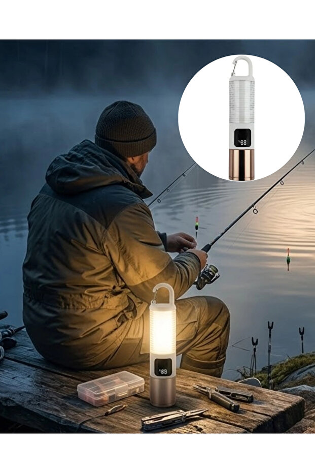 مصباح تخييم متعدد الأغراض قابل للشحن عبر USB مع مصدر ضوء مزدوج وعرض الطاقة وإضاءة LED