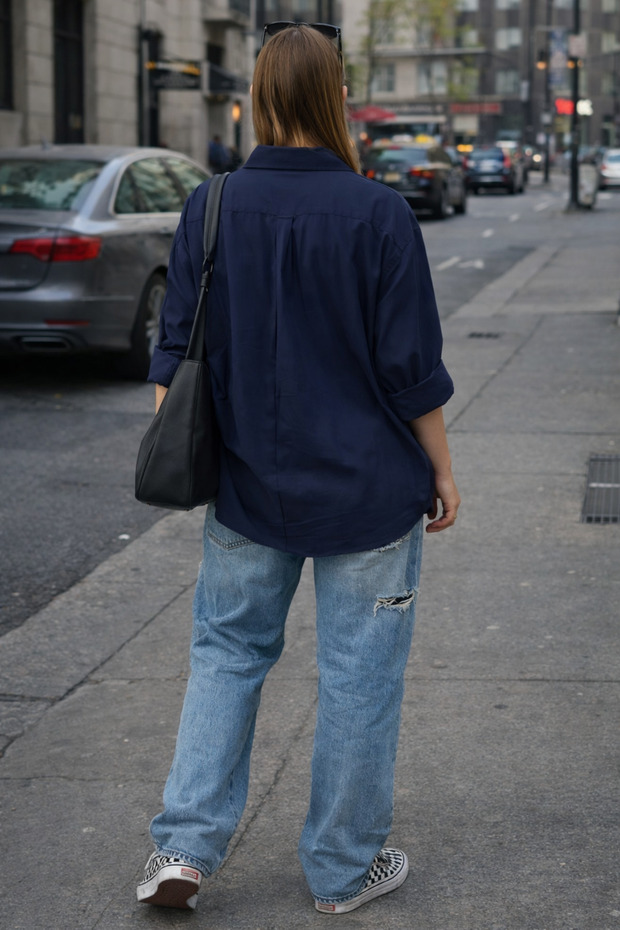 Дамска дълга риза Oversize Basic - 2