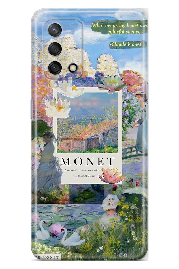 Oppo A74 Compatible Monet Collage Patterned Transparent Phone Case