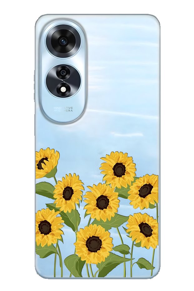 حافظة هاتف شفافة متوافقة مع هاتف أوبو A60 من سلسلة Sunflowers منقوش