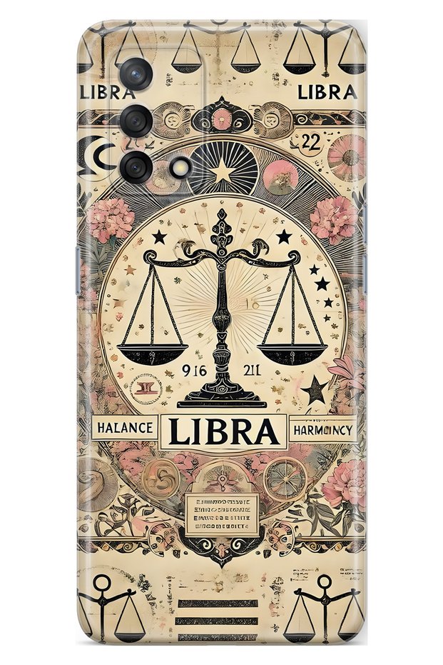 Oppo A74 Compatible Libra Sign Patterned Transparent Phone Case