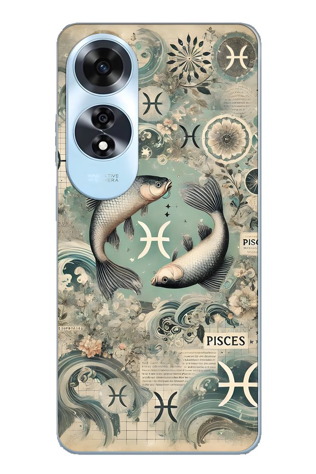 Oppo A60 Compatible Pisces Patterned Transparent Phone Case