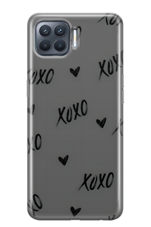 Oppo Reno 4 Lite Compatible Xoxo Patterned Transparent Phone Case