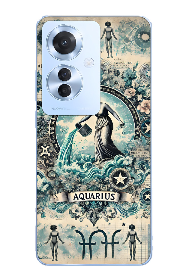 Oppo Reno 11F 5g Compatible Aquarius Sign Patterned Transparent Phone Case